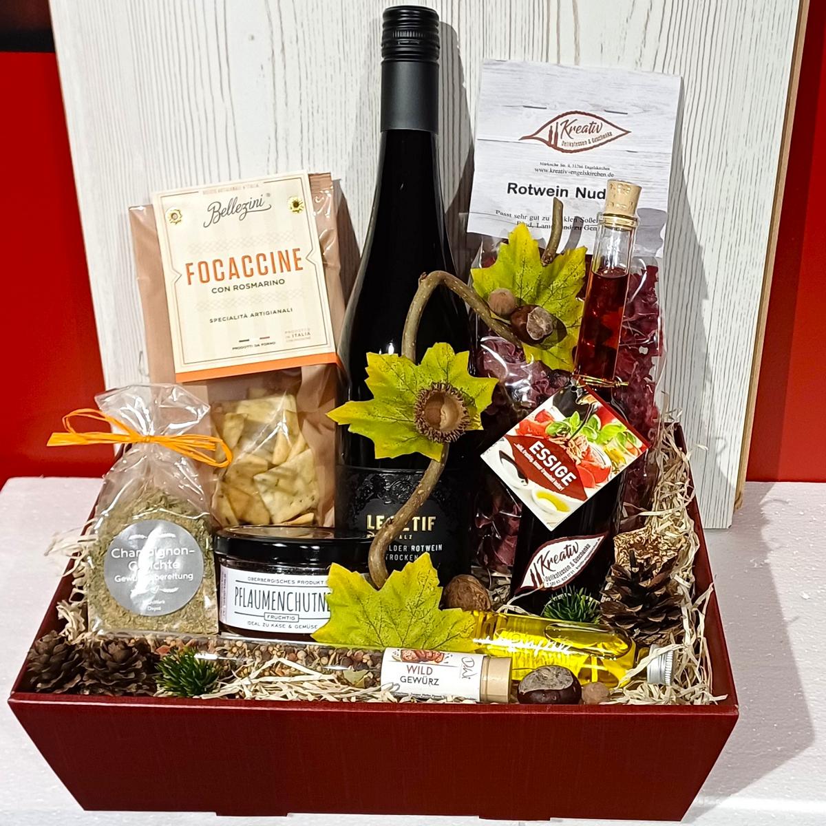 Präsentkorb Herbst Rotwein